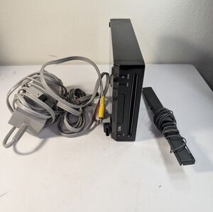 Nintendo Wii Console Black (RVL-101) w/A/V Cords, Power, and Sensor Bar
